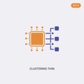 2 color Clustering thin concept vector icon. isolated two color Clustering thin vector sign symbol designed with blue and orange