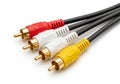 Color coded rca audio video cable set Royalty Free Stock Photo