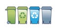 Color-coded recycling bins for efficient waste segregation