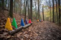 color-coded trail markers with corresponding color representing each unique marker, leading the way