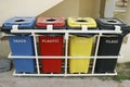 Color coded trash bins for waste segregation