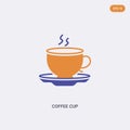 2 color Coffee cup concept vector icon. isolated two color Coffee cup vector sign symbol designed with blue and orange colors can Royalty Free Stock Photo
