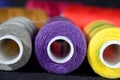 Color coils of thread close up