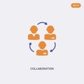 2 color collaboration concept vector icon. isolated two color collaboration vector sign symbol designed with blue and orange Royalty Free Stock Photo