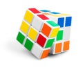 Rubik`s colorful cube on the white background