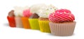 Tasty Colorful cupcakes on background Royalty Free Stock Photo