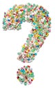 Colorful pills in question sign form isolated on Royalty Free Stock Photo