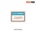 2 color com domain concept line vector icon. isolated two colored com domain outline icon with blue and red colors can be use for
