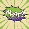 Color comic speech bubble and banner with text what Royalty Free Stock Photo