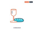 2 color Communion concept line vector icon. isolated two colored Communion outline icon with blue and red colors can be use for Royalty Free Stock Photo