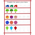 Color and Complete the pattern, Worksheet for kids