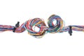Color computer cable with cable ties Royalty Free Stock Photo