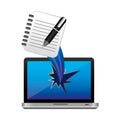 color computer notebook, pen with hole icon Royalty Free Stock Photo