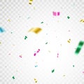 Color confetti background. Carnival serpentine and tinsel poster. Glitter falling paper. Anniversary party. Celebrate Royalty Free Stock Photo