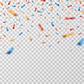 Color confetti. Falling confetti ribbons isolated. Party celebration, carnival surprise and fiesta vector background Royalty Free Stock Photo