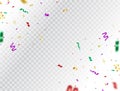 Color confetti frame. Celebration banner. Christmas party backdrop. Bright colorful festive tinsel. Holiday design Royalty Free Stock Photo