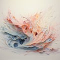 Organic Sculpted Fluid Painting In Light Orange And Light Blue