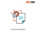 2 color Content management concept line vector icon. isolated two colored Content management outline icon with blue and red colors Royalty Free Stock Photo