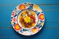 color contrast, beet salad on azure ceramic plate