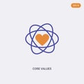 2 color Core Values concept vector icon. isolated two color Core Values vector sign symbol designed with blue and orange colors