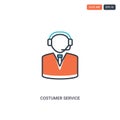 2 color Costumer service concept line vector icon. isolated two colored Costumer service outline icon with blue and red colors can