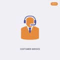 2 color Costumer service concept vector icon. isolated two color Costumer service vector sign symbol designed with blue and orange