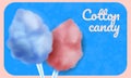 Color Cotton Candy on Blue Background. Vector.