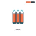 2 color Crayon concept line vector icon. isolated two colored Crayon outline icon with blue and red colors can be use for web,