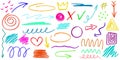 Color crayon doodle style set