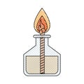 Color crayon stripe image of laboratory lighter with rope and flame Royalty Free Stock Photo