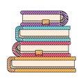 Color crayon stripe image of stack collection of books with bookmark Royalty Free Stock Photo