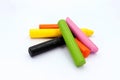 Color Crayon Wax Pencil ,used Crayon  Isolated on White Background Royalty Free Stock Photo
