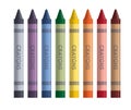 Color crayons set. Vector flat isolated stationery set. Colorful pencils