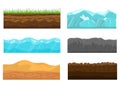 Color Cross Section of Ground Set. Vector Royalty Free Stock Photo