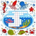 Color crossword, education game for children about fish Royalty Free Stock Photo