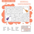 Color crossword, education game for children about music instruments Royalty Free Stock Photo