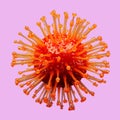 Color crown covid virus 19 on a pink background. 3D rendering