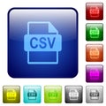 Color CSV file format square buttons Royalty Free Stock Photo