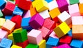 Color cubes close-up. Abstract background