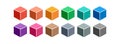 Color cubes icon set. Boxs illustration symbol. Sign blocks vector