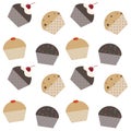 Color cup cake pattern in cute flat. Vector cupcake background Royalty Free Stock Photo