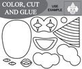 Color, cut and glue the image of amazed clown. Game for kids
