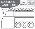 Color, cut and glue image of fire escape car. Educational game for children