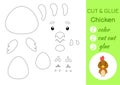 Color, cut and glue paper little chicken. Cut and paste crafts activity page. Educational game for preschool children. DIY Royalty Free Stock Photo