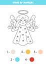 Color cute angel by numbers. Worksheet for kids