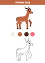 Color cute cartoon antelope. Worksheet for kids