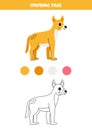 Color cute cartoon dingo dog. Worksheet for kids