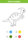 Color cute cartoon dinosaur by numbers. Coloring page. Royalty Free Stock Photo