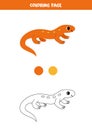 Color cute cartoon newt. Worksheet for kids.