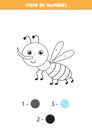 Color cute gnat by numbers. Worksheet for kids
